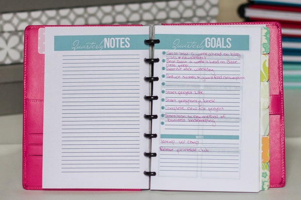 Quarterly Goals Planner Page