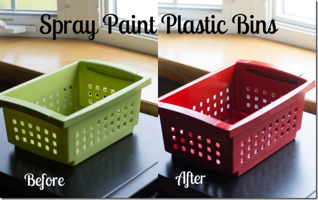 Spray Paint Plastic Bins - Get Organized HQ