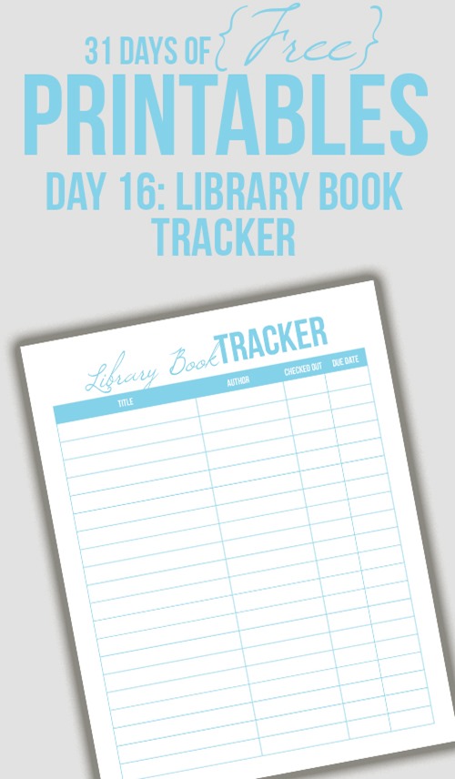 Library Book Tracker Printable Day 16 Get Organized Hq