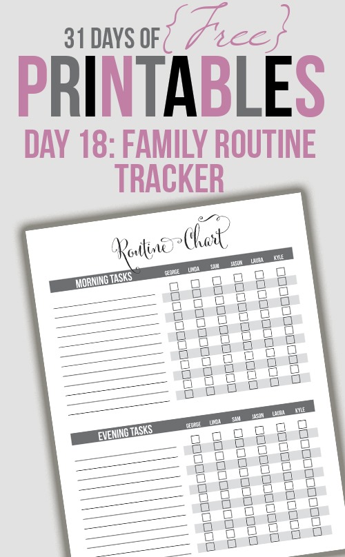 Family Routine Tracker Printable (Day 18) I Heart Planners